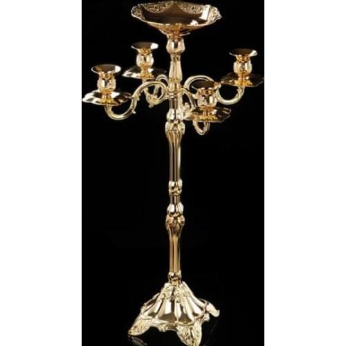 Top rated gold plated floor candelabra 85cm metal candle holder, pure gold candleholder with nice flower bowl