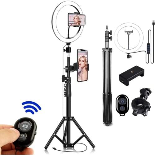 Anillo de lámpara grande para disparar Anillo de luz Led, soporte para Selfie, iluminación, Kit de fotos, trípode de 2m para Cám