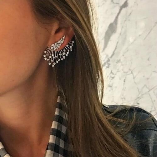 New Earings Fashion Jewelry Brincos Alloy Imitation Rhinestone Asymmetric Earrings Multi-layer Single Earrings For Women