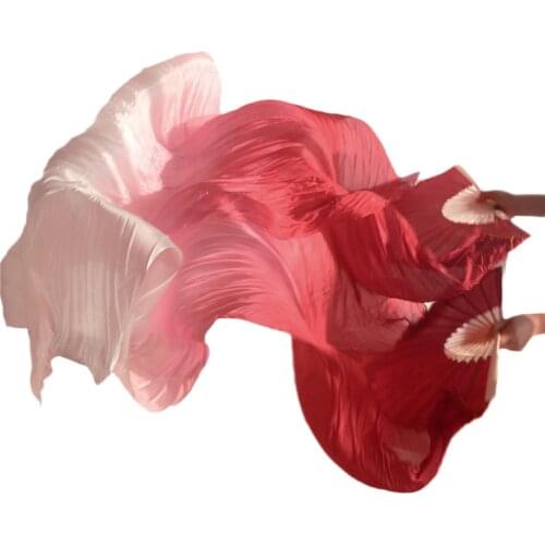 Belly Dance Silk Veil Fans 1 Pair 100% Real Silk Wholesale Classic Size Bamboo Ribs Silk Fans Dance Performance Props Customized