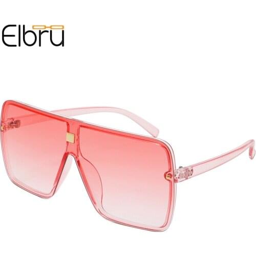 Elbru Vintage Large Square Frame Sunglasses Brand Designer Sunshades UV400 Clear Lens Sun Glasses Colorful Eyewear For Women Men