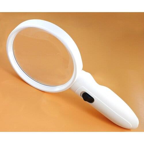128mm Large Lens Lighting Newspaper Reading Magnifying Glass With LED Lamp Magnifier Map Helping Hand Loupe 80mm 100mm