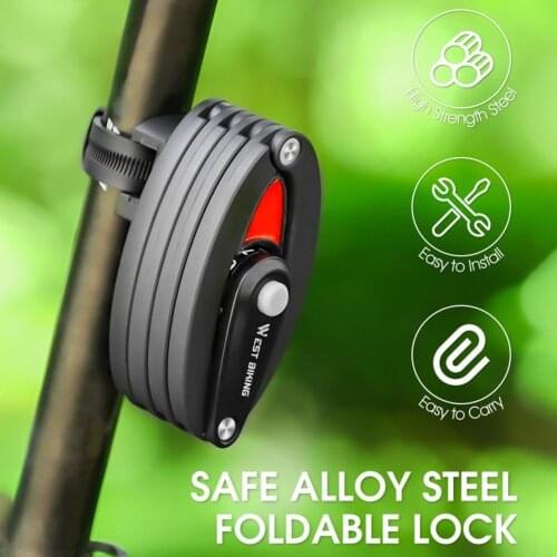 Bike Lock Foldable Password Rust-Proof Anti Theft MTB Road Bicycle Electric Folding Lock Portable Bicycle Chain Lock for Outdoor