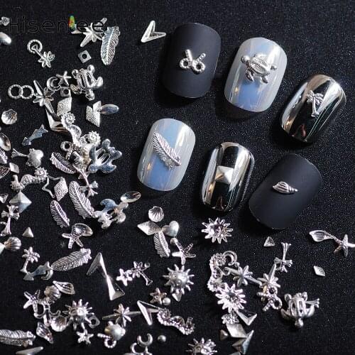 High Quality Hot Fashion Classic Feather Punk Style Silver Copper Hollow Rivet Designed for DIY Shiny Nail Art Decoration Tool