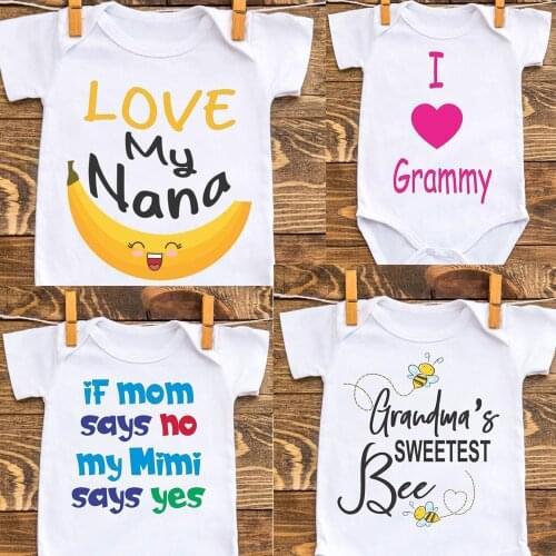 I Love Grandma baby Bodysuit Grandmas Sweetest Bee girl outfit I love nana baby short sleeve one piece 0-24M