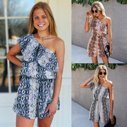 Jumpsuit Women Bodysuit 2021 New Arrival Fashion Summer Serpentine Inclined Shoulder Backless Female Conjoined ONYLK212S4139