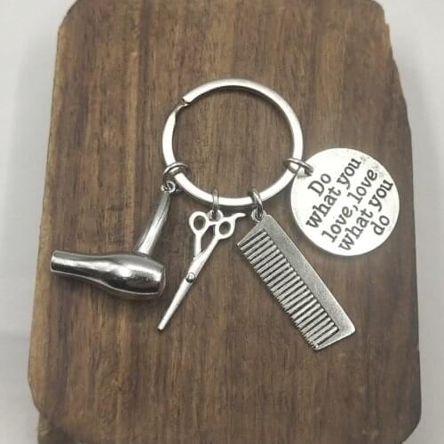 1Pc Handcrafts Comb Scissors Hair Dryer Keychain Hairdressers Pendant Keyring Decorative Car Men Gift Jewelry Wholesale