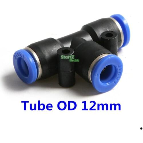 10Pcs Pneumatic Tee Union Tube OD 12m Push In To Connect Fitting Quick Release