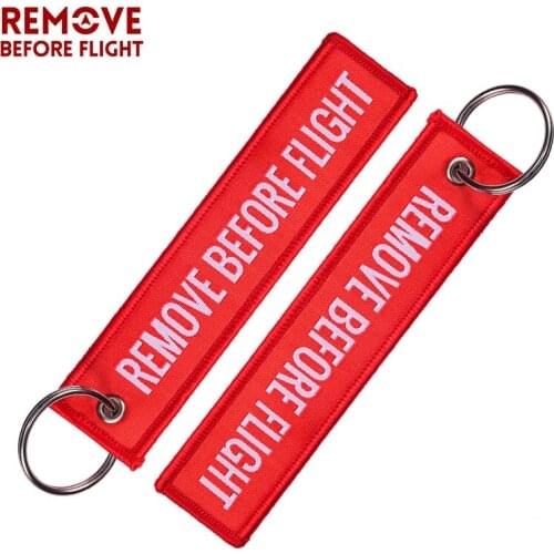 20 PCS/LOT Remove Before Flight Woven Key Keychain Red Chain Keychain for Aviation Gifts OEM Key Ring Wholesale Jewelry
