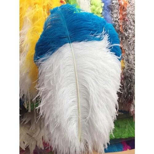 2017 New Arrival! 50pcs Top Turquoise Blue+Bottom white ostrich Feathers 65-70cm long DIY ostrich wedding centerpieces plume