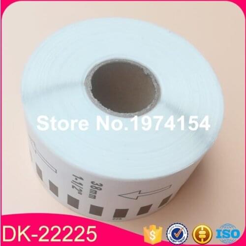 6 Refill Rolls Generic DK-22225 Label 38mm*30.48M Continuous Compatible for Brother Label Printer White Color DK-2225 DK22225