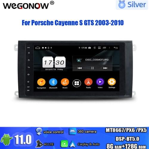 For Porsche Cayenne S GTS 2003-2010 PX6 DSP IPS Android 10.0 4G RAM 64G ROM 8 Core Car DVD Player Wifi BT5.0 handfree RADIO GPS