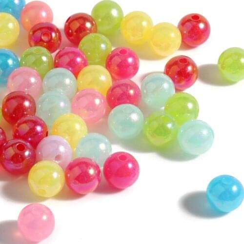 6 8 10 12 14mm Candy Color Smooth AB Acrylic Beads Round Loose Spacer Beads for Jewelry Making Diy Bracelet Necklace Accessories