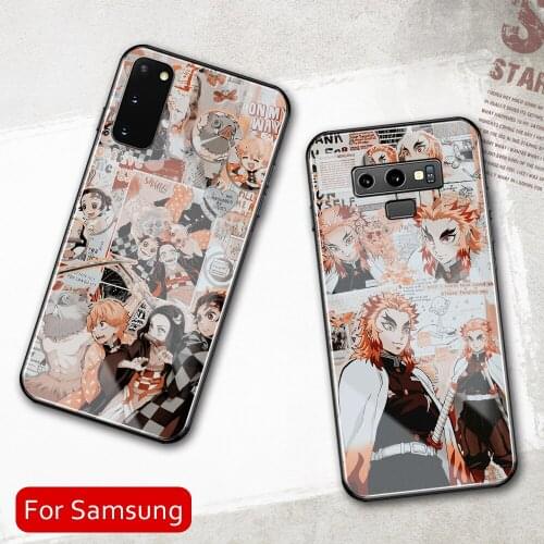 Anime demon slayer charater Tempered Glass case for Samsung Galaxy A50 A60 A70 A21 A31 A51 A71 A81 A91 4G 5G A50S A70S M40 M80S