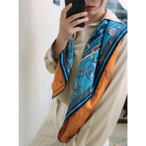 Double Side Prints 100% Silk Scarf Shawl Square