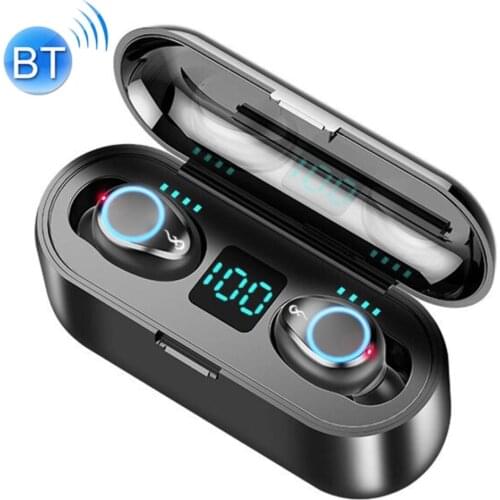 F9 TWS V5.0 Touch Control Binaural Wireless Bluetooth Headset with Breathing Light and Digital Display