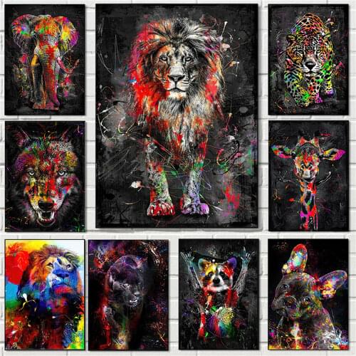Graffiti Abstract Colorful Elephant Art Canvas Print Painting Animals Wall Picture Living Room Home Decoration Poster