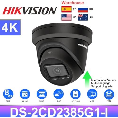 Hikvision 8MP IP Camera Original IPC DS-2CD2385G1-I 4K H.265+ PoE Darkfighter Web Camera EU warehouse Black Color
