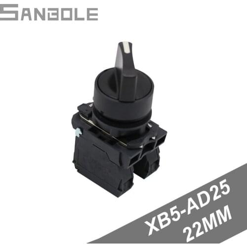 Short handle two-position rotary switch XB5-AD25 Two Archives Knob 1Open1Close Button Switch Opening hole 22mm Black