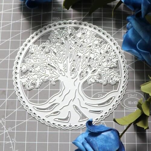 Lace Circle Border Tree Background Metal Cutting Dies Stencil DIY Scrapbook Embossing Album Paper Card Craft