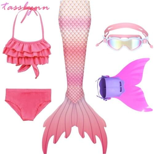 2021 Kids Girls Swimming Mermaid Tail Costume Cosplay Children Swimsuit Fantasy Beach Bikini Can Add Monofin Fin Princess Dress