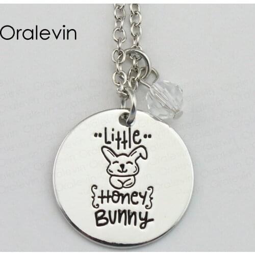 LITTLE DOG HONEY BUNNY Inspirational Hand Stamped Engraved Accessories custom Pendant Necklace Gift Jewelry,10Pcs/Lot, #LN768
