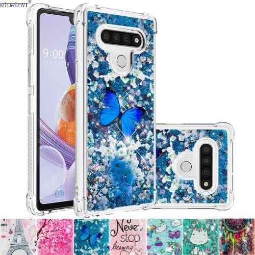 Cute Case for LG Stylo 6 Stylo6 Glitter Flow Liquid Quicksand Silicone Bumper Cover LG K51 K 51 LGK51 Bling Fitted Phone Cases