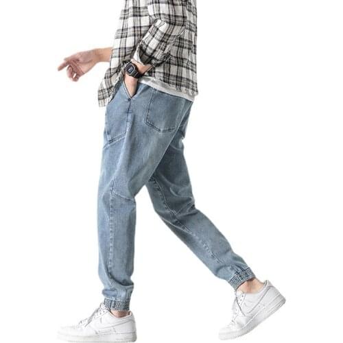 Men Jeans Pants Ankle-Length Sweatpants Baggy 2021 Streetwear Jogger Denim Harem Pants Plus Size 5XL 6XL 7XL