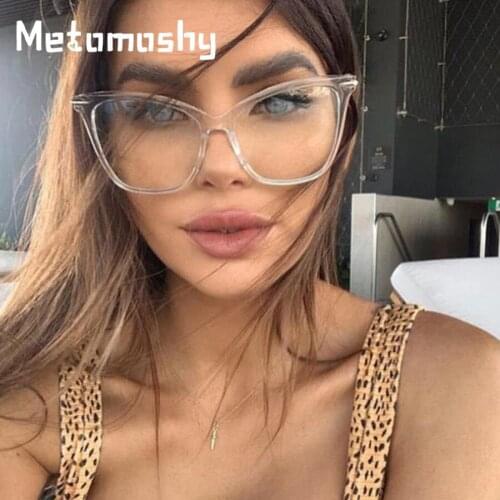 2020 Fashion Cat Eye Glasses Frames for Women Men Sexy Oversized Metal Frame Brand Designer Optical Eye Glasses Flat Top Eyewear