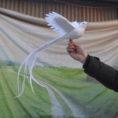 Plastic foam & feathers white bird about 50x30cm spreading wings bird model toy,home bonsai decoration gift w5556