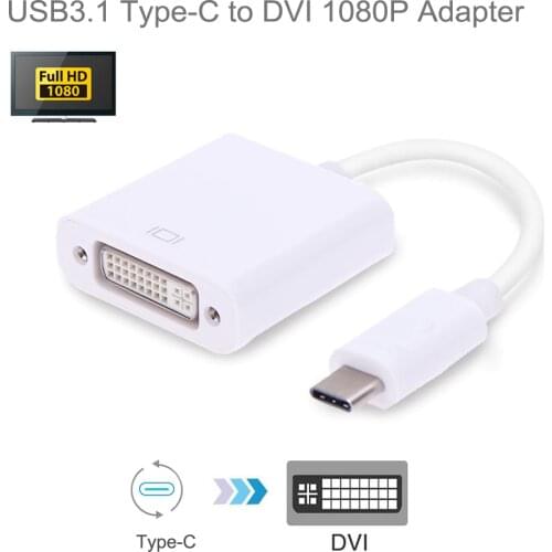 Portable USB 3.1 Type-C to DVI Video Converter 4K HDTV Digital Adapter Cable Connector Use for Laptop Mobile Phone