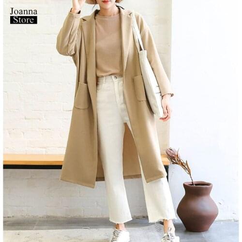 Simple trench coat women long plus size cardigan office ladies coats vintage elegant clothes spring autumn windbreaker outwear