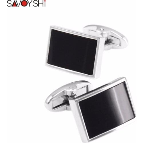 SAVOYSHI Luxury Black Stone Cufflinks for Mens Cuffs High Quality Gift Shirt Cuff links Fashion Accessories Wedding Men Jewelry