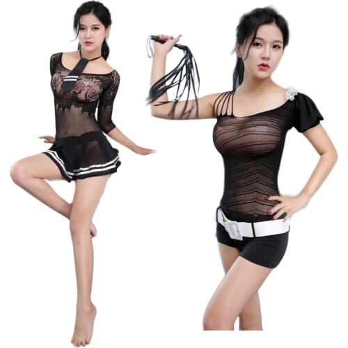 Sexy mini dress Cosplay Suit fishnet Hot maid Lady police Uniform Sexy Costumes porn Adult Sex Games erotic Plus Outfit