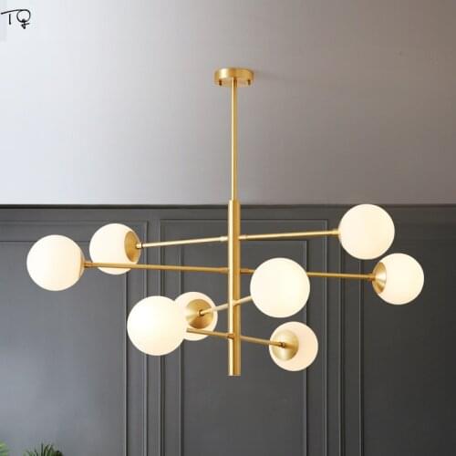 Nordic Designer Post-Modern Magic Bean Molecular Pendant Lights Luxury Brass Glass Hanging Lamp Living Room Decoration Bedroom