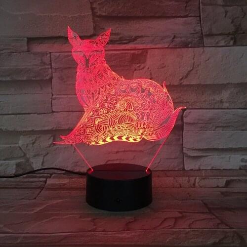 3D Fox Lamp LED Nightlights with Touch Table Lamp as Children Gifts 7 Colors Change Home Party Decor USB Or Battery Box Supply