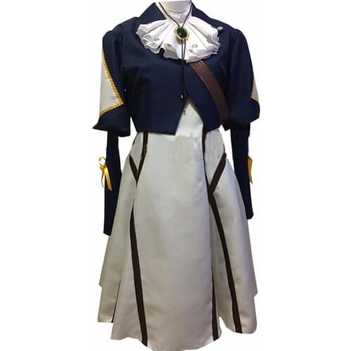 2018 Violet Evergarden Sleeveless Bow Dress Crop Jacket Cosplay Costume Full Set