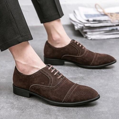 Yomior Big Size Business Men Casual Leather Shoes Formal Dress British Brogue Shoes Fashion Wedding Loafers Italian Shoes Men