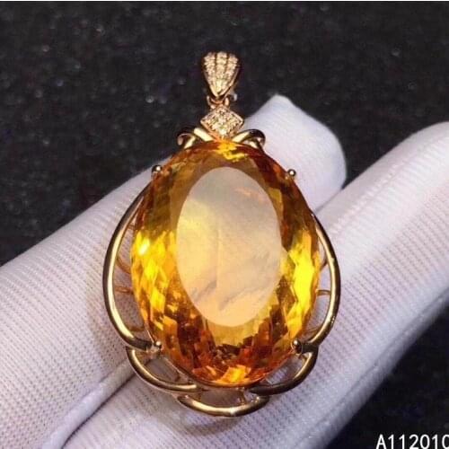 KJJEAXCMY Fine Jewelry 925 Sterling Silver inlaid Citrine Female Pendant Necklace vintage hot selling