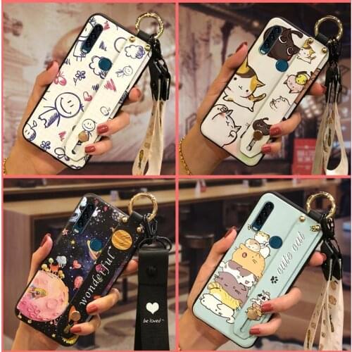 Back Cover Wristband Phone Case For Alcatel 1SE 2020/5030D Wrist Strap TPU Cartoon Cover Silicone