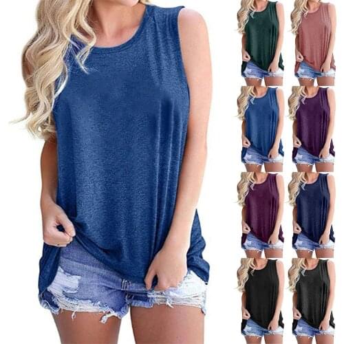 Summer Women Waistcoats Sleeveless Casual Female Fashion Solid Color Camisole Ladies Regular Vast Daily Vintage O-Neck Tank Tops