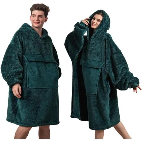 Winter Warm TV Hooded Blankets Sofa Cozy Coral Fleece Hoodie Blanket Adults Kids Bathrobe Weighted Blanket with Sleeves Outwears