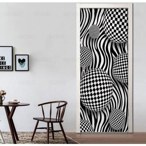 2 Pcs/Set Masek Zebra Pattern Sphere 3D Wall Door Sticker Self-adhesive Waterproof Wallpaper Decals Home Decor Door Wall Sticker