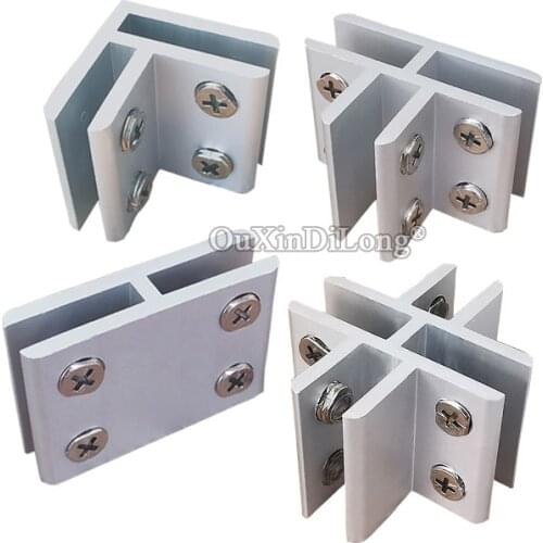 20PCS 180Degrees 2Ways Aluminum Glass Clamps Double Sides Glass Board Shelves Support Bracket Clips for 2-20mm Board GF571