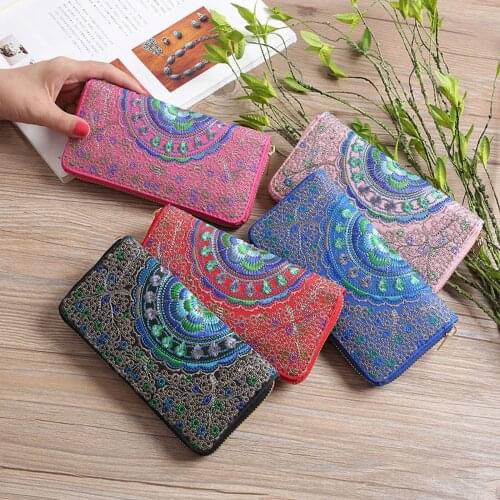 2021 Fashion Women Oxford Embroidery Road Wallet Coin Bag Purse Phone Bag Casual Multi-function Card Bag Credit Card Holder#G30