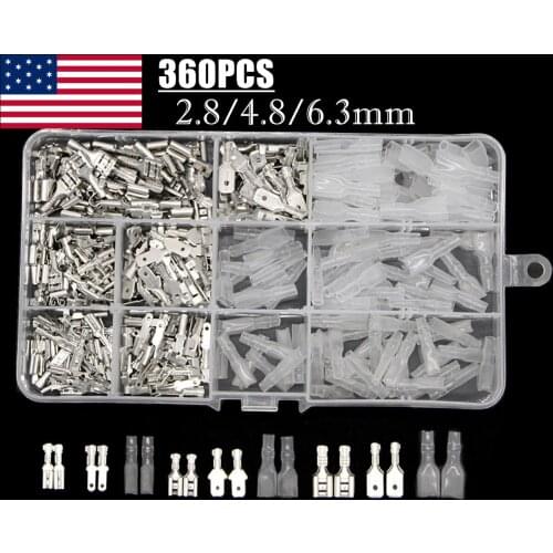 360PCS 2.8/4.8/6.3mm Crimp Terminals Insulated Seal Electrical Wire Connectors Crimp Terminal Connector Assortment Kit
