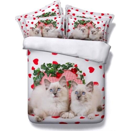 3D Cat Designer Bedding set quilt duvet cover bed sheet linens bedspreads Animal print Super Cal King size queen full twin 4PCS