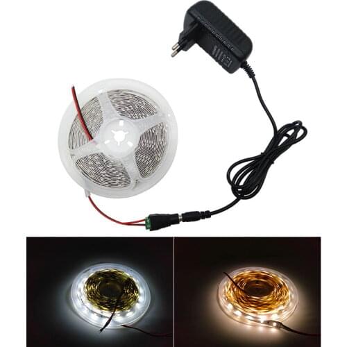 5m White LED Strip SMD 5050 Warm White/Cold White Flexible LED Strip DC 12V 2835 LED Tape Light No Waterproof 60leds/M