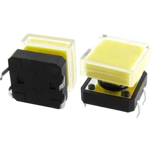 5 Pcs Momentary Tact Tactile Push Button Switch 12 x 12mm x 14mm 4 Pin DIP + Cap