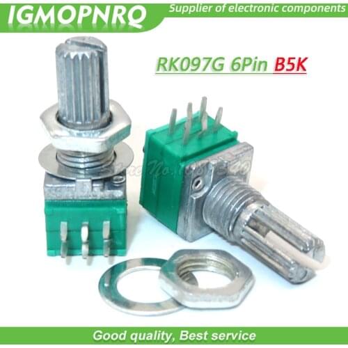 5PCS RK097G 5K single linked B5K with a switch audio 6pin shaft 15mm power amplifier sealing potentiometer IGMOPNRQ
